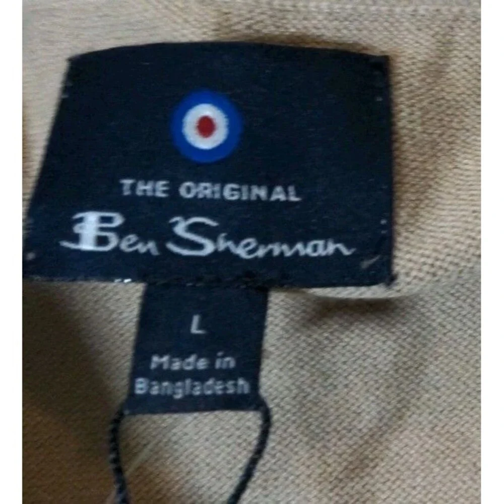 New Ben Sherman L/S Jersey Stitch Polo Shirt Spice Tan Mens Size L Recycled NWT - Picture 6 of 10